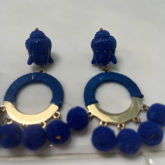 Buddha cobalt blue earrings - Picture 2 of 2